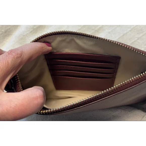 NWT INC International Concepts Burgundy Wine Silver Studded Zippered Wristlet - Picture 4 of 7